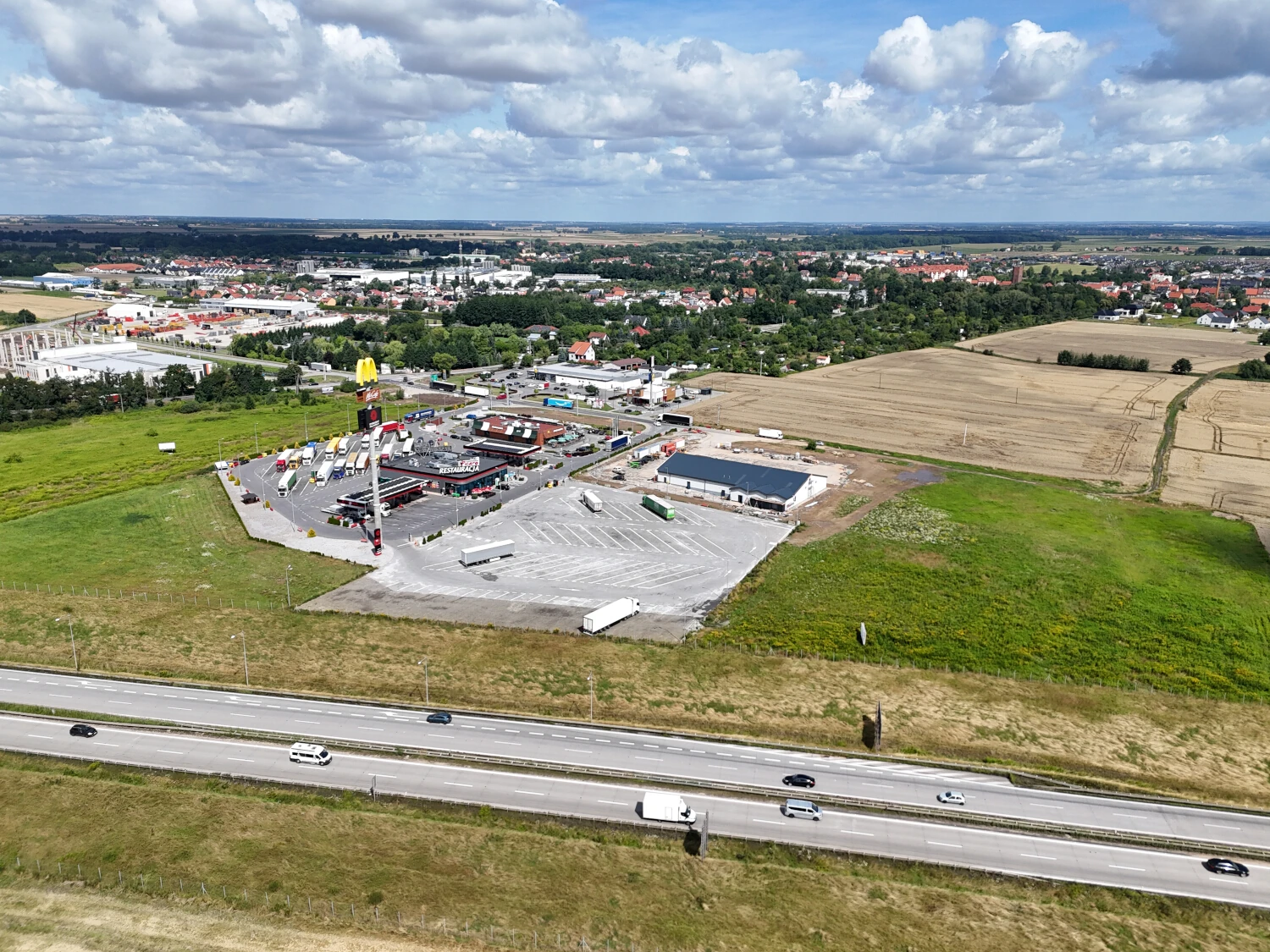 Drone shot of a shopping park